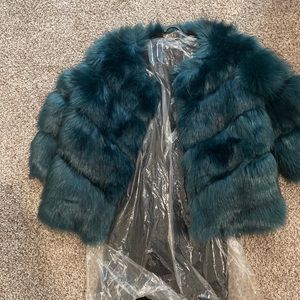Jayley fur coat teal one size
